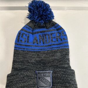 Rare New York Rangers X New York Islanders zephyr Winter Pom Hat Gray Blue OSFM
